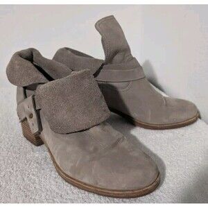 UGG Boots Khaki Nubuck Leather Elora Ankle Boot Heels Women's Size 9 Taupe